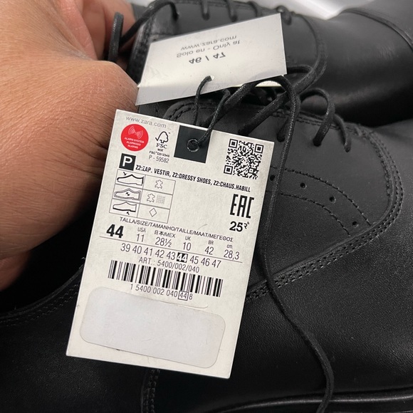 New Zara Dress Shoes Black Sz 44 - Picture 10 of 10